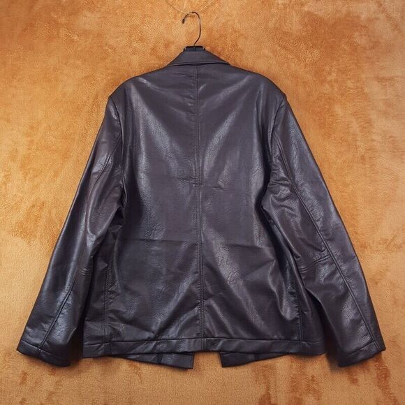 SEFR Mens Jacket XL Coffee Brown Button Up Faux Leather FRANCIS $485 - Picture 6 of 11